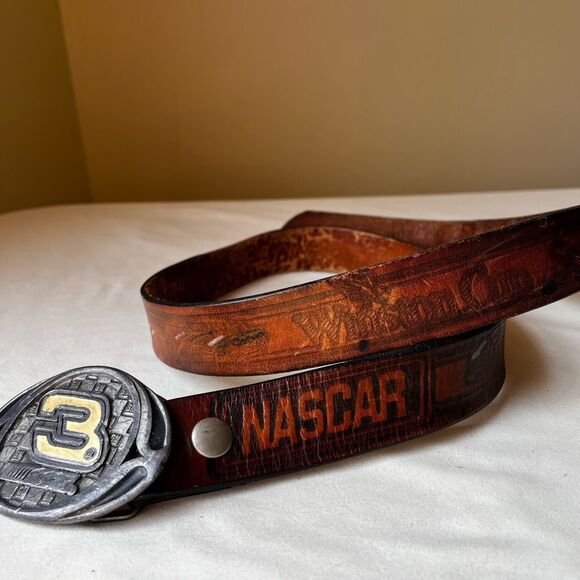 Vintage NASCAR Dale Earnhardt Leather Belt with #3 Buckle Collectible Novelty - Picture 10 of 10